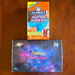 Brand New Elmer’s Glitter Slime Kit & 24-Piece Galaxy Slime Cups DIY Craft Toy